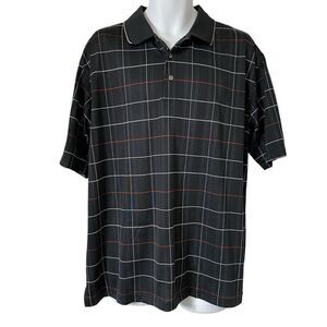 PGA Tour Golf Polo Shirt Men's Extra Large Black Check Lightweight